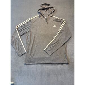 Adidas AeroReady Lightweight Hoodie, Gray w/ White Striped Sleeves, Men’s SizeXL